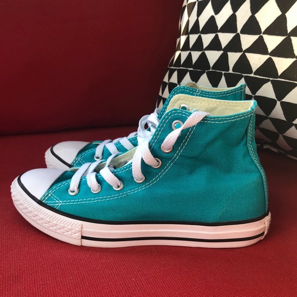 turquoise high top converse